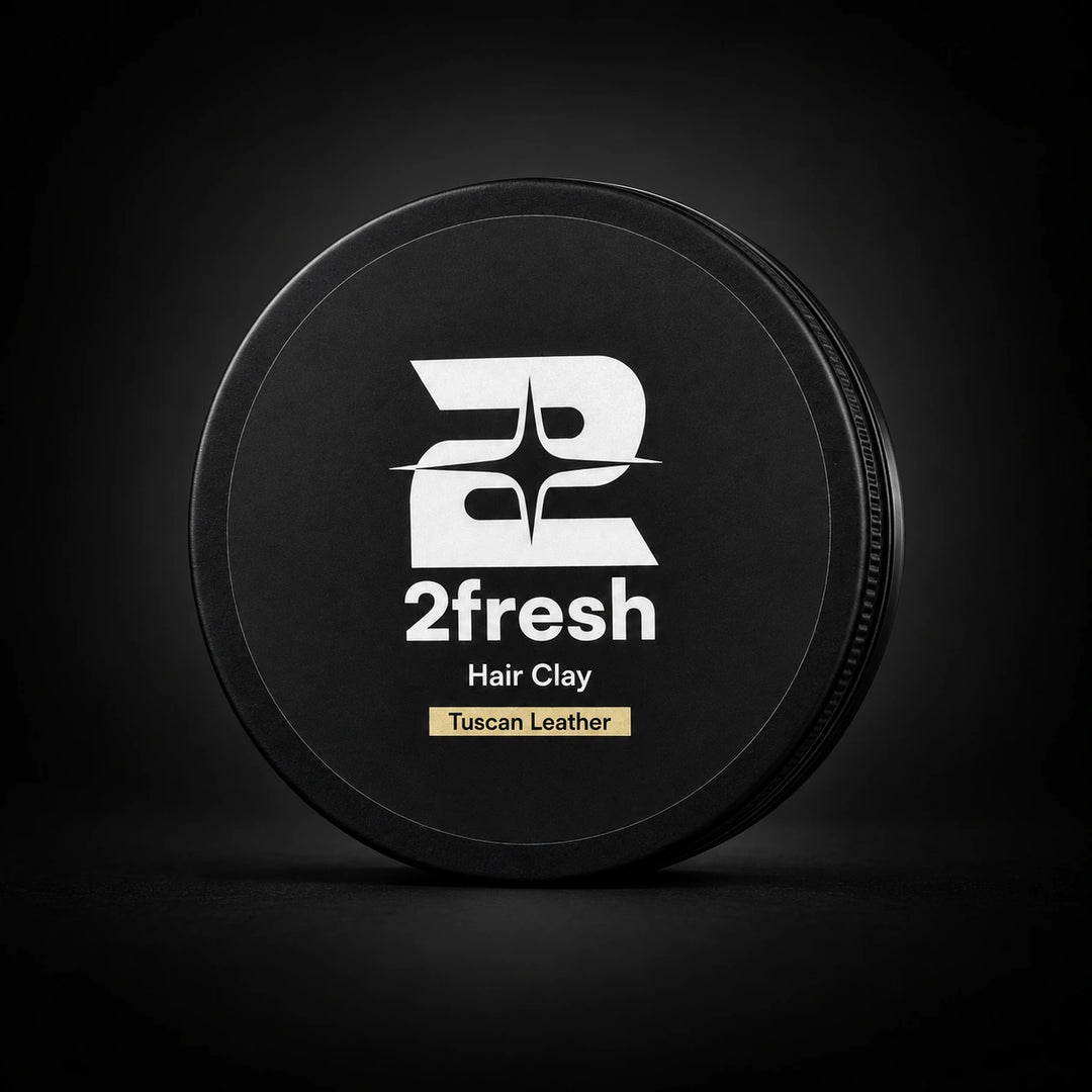 2fresh Hair Clay in its black Tuscan Leather tin