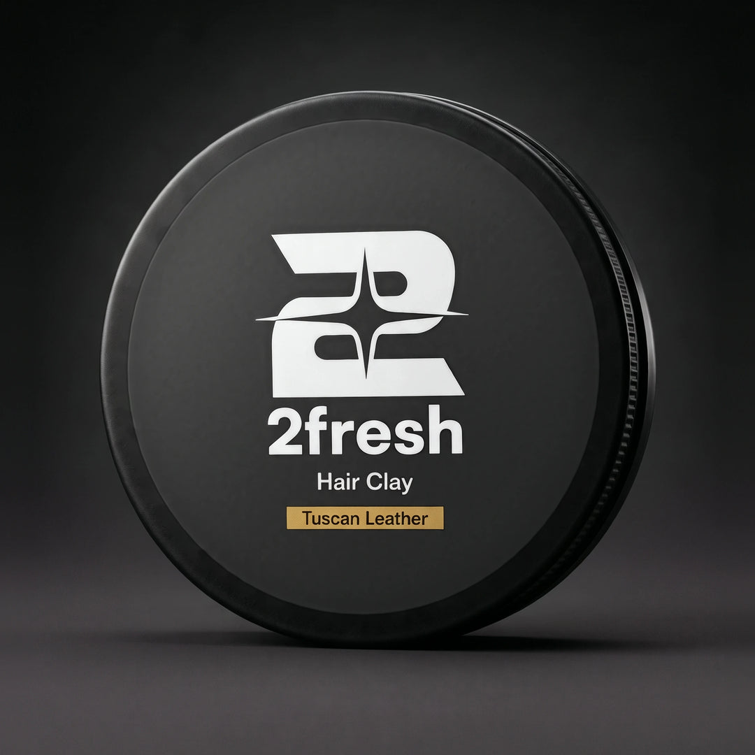 2fresh Hair Clay in its black Tuscan Leather tin